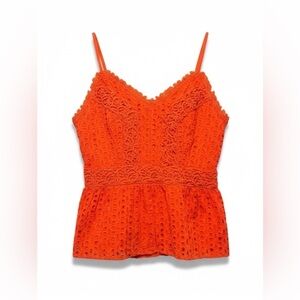 Japna Eyelet Lace Peplum Cami Top Red – Large
